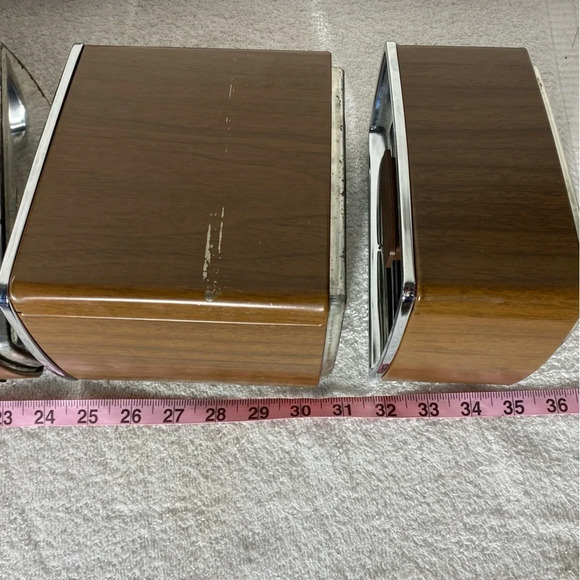 Vintage GSW MCM Faux Wood Metal Canister Set Sugar Flour Coffee Tea - Picture 14 of 14